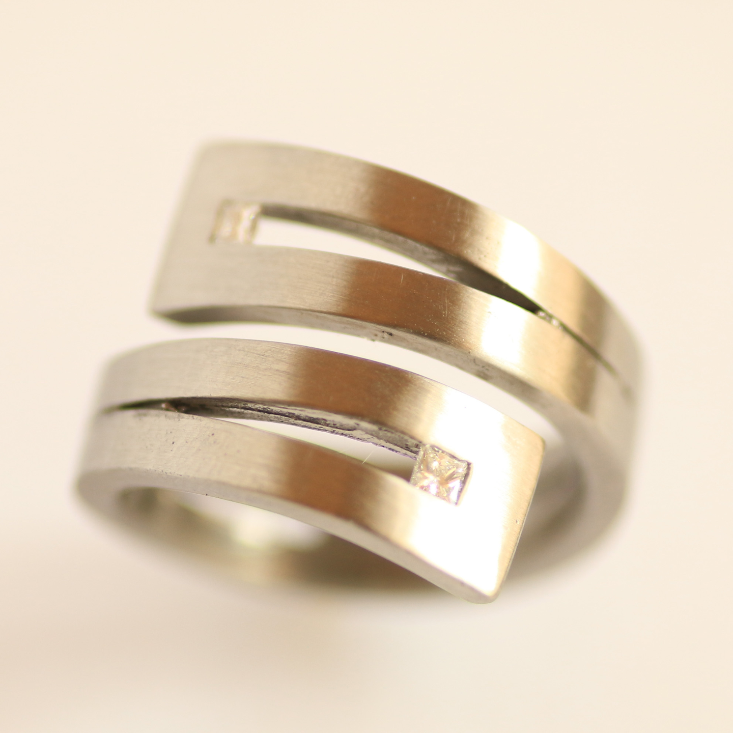  Ring Windung Gap Edelstahl Princess Cut 0,07ct 